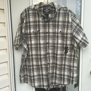 Men’s Harley Davidson, American legend plaid short sleeve men’s shirt 2XL